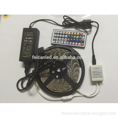 5M SMD 5050 RGB LED Flexible Strip tape Light complete Kit 300LEDs 60LEDs/M with 44Keys IR Remote Controller